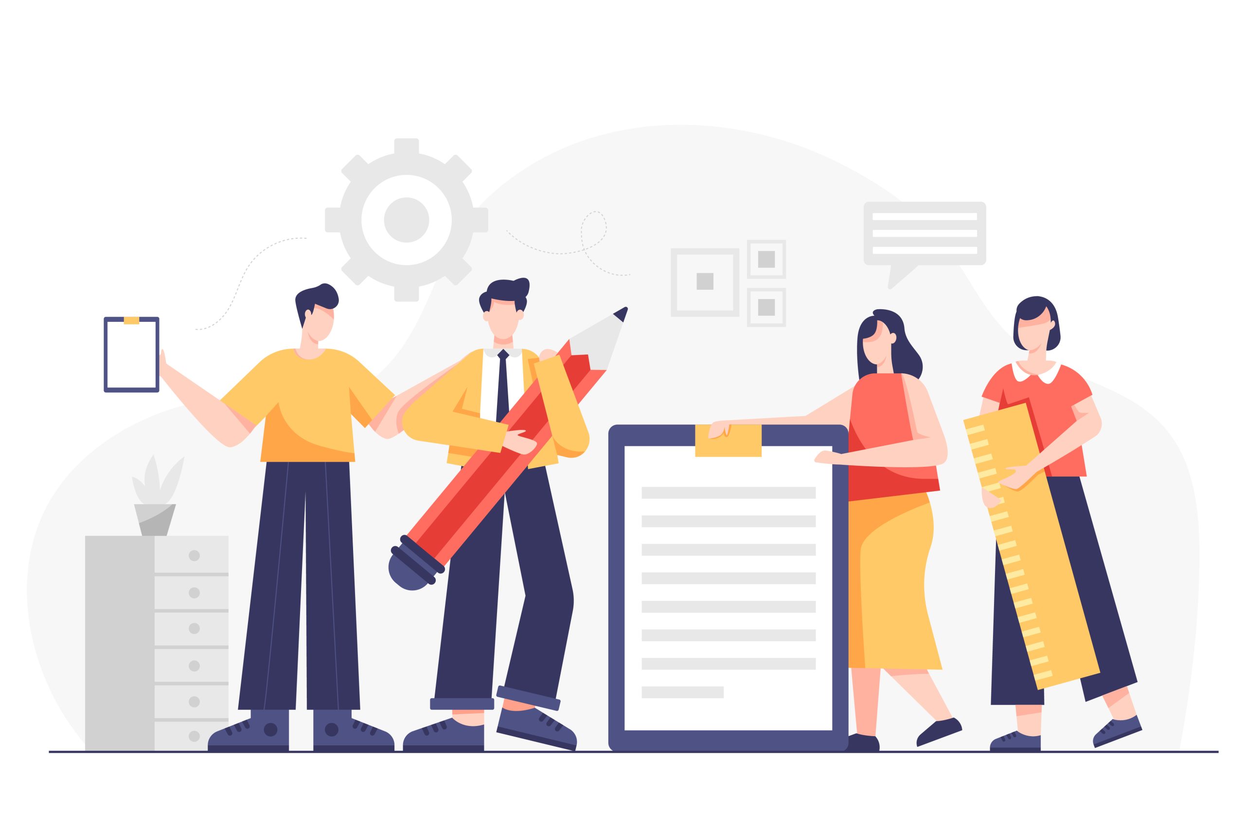 Teamwork, Success, office workers concept. Business team ready to work. Business team ready to succes. Vector cartoon illustration flat design